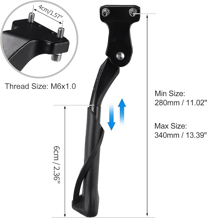 X AUTOHAUX Fit 20-22 Inch Bicycles Adjustable Bicycle Stand with Central 2 Holes Non-Slip Side Stand Kickstand Bicycle for Mountain Bike E-Bike Enter-to-Center Distance 40mm