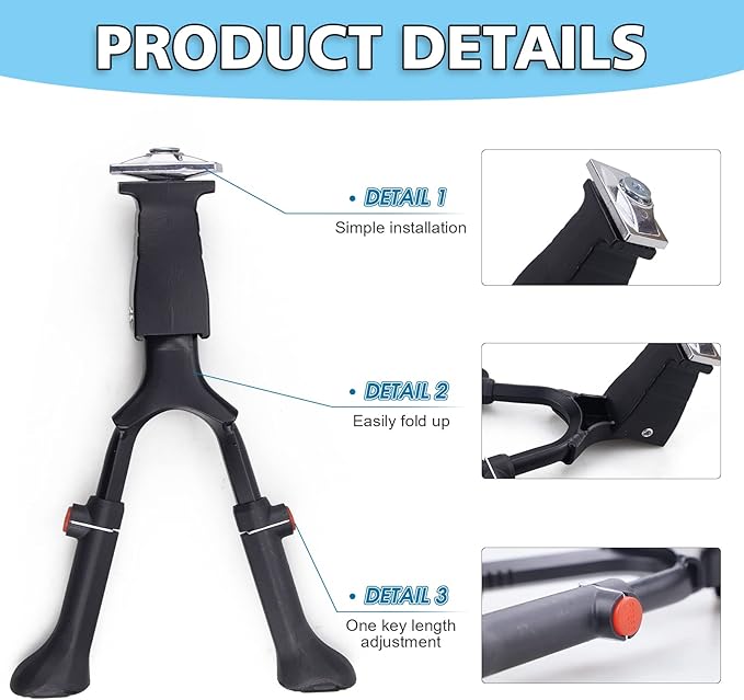 WEEROCK Adjustable Height Bike Kickstand Aluminium Alloy Double Leg Kick stand Fits For 24/26/28 Inch Single Speed Bicycles