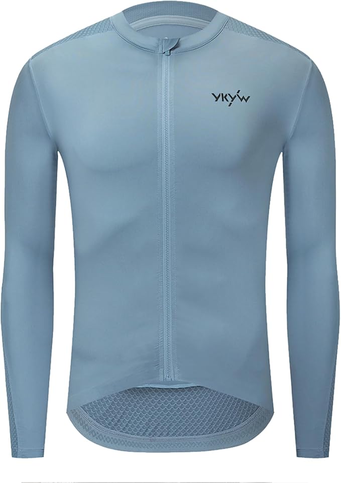 YKYWBIKE Cycling Jersey Men Long Sleeves Bike Jersey with Pockets Biking Shirts for Men Cycling Breathable MTB Biker Shirts