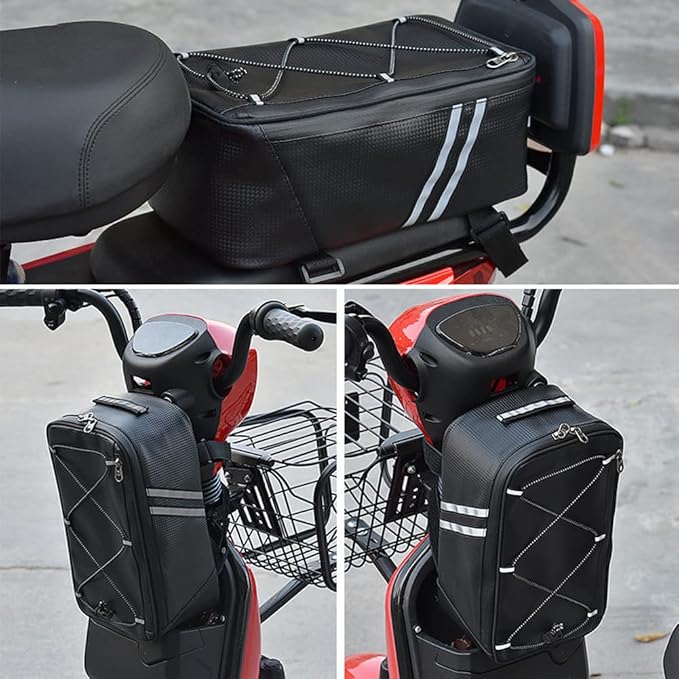 Tookie 8L Rear Carrier Luggage Bike Bag, Waterproof PU Leather Bicycle Rear Seat Cargo Bag Luggage Bike Bag Bicycle Saddle Bag with Rain Cover, Easy to Install