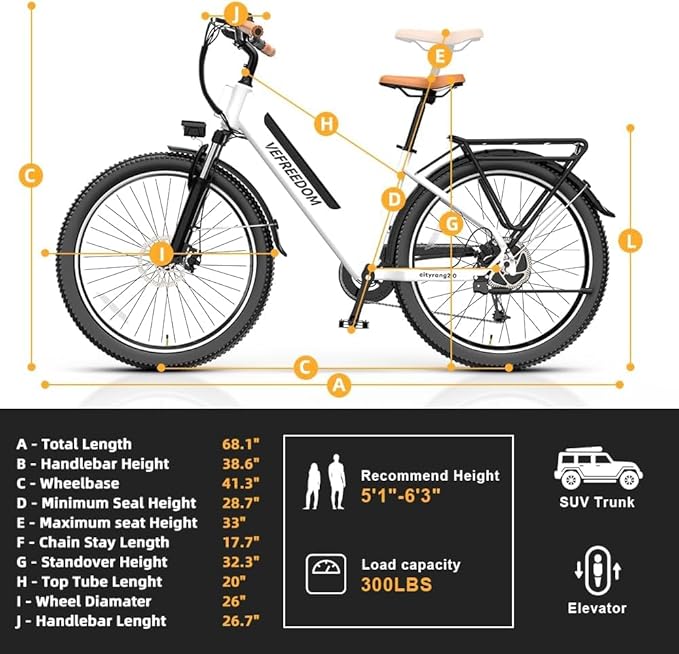 26" Electric Bike for Adults,1000W Motor Peak Ebike Max Long Range 70 Miles & 28 Mph by 48V Removable Battery,Commuter Fast E-Bikes,7-Speed Step Thru Electric Bicycles UL Certified