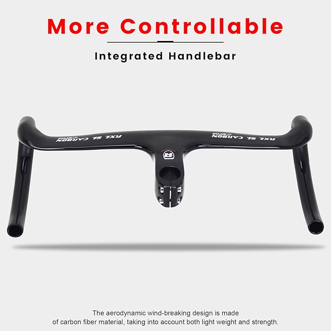 RXL SL carbon fiber road bike bars with integrated stem integrated handlebar carbon road bike handlebars drop handlebar 1-1/8"(28.6mm) 3K Glossy/Matte drop handlebars 400/420/440 90/100/110/120