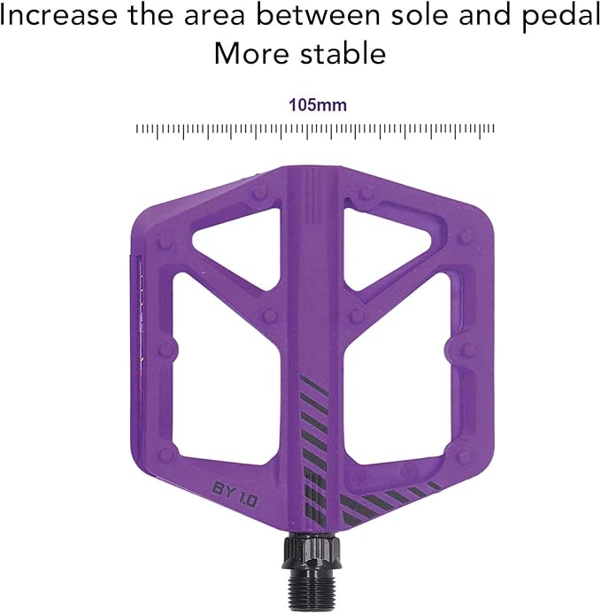 Cycle Pedal Nylon Fiber Enlarged Anti Slip Flat Platform Pedal for Road Mountain Cycle Lightweight Robust Durable Universal Fit 1 Pair (Purple)