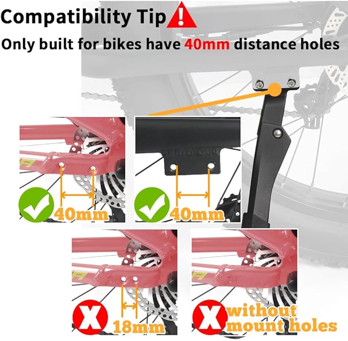 Kickstand Adjustable Heavy Duty Rear Mount Bicycle Aluminum Alloy Kick Stand for 26-29inch EBike,Mountain Bike,Dirt Bike (40mm)