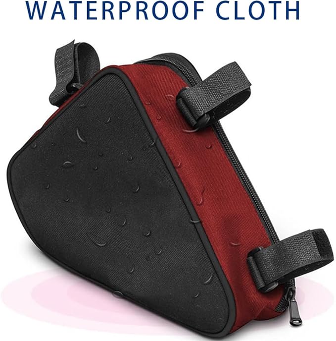 Bike Triangle Bike Bag - Red - Bicycle Accessories for Adult Bikes，Water Bottle Pocket， Waterproof