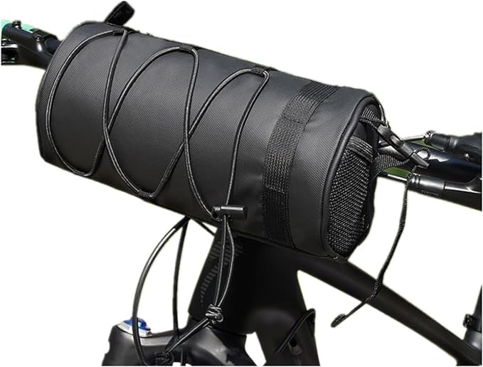 Bike Handlebar Bag, 2.4L Large Capacity Bicycle Front Storage Pouch with Detachable Shoulder Strap, Waterproof Universal Fit for MTB Road Bike Folding Bike Scooter (Black)