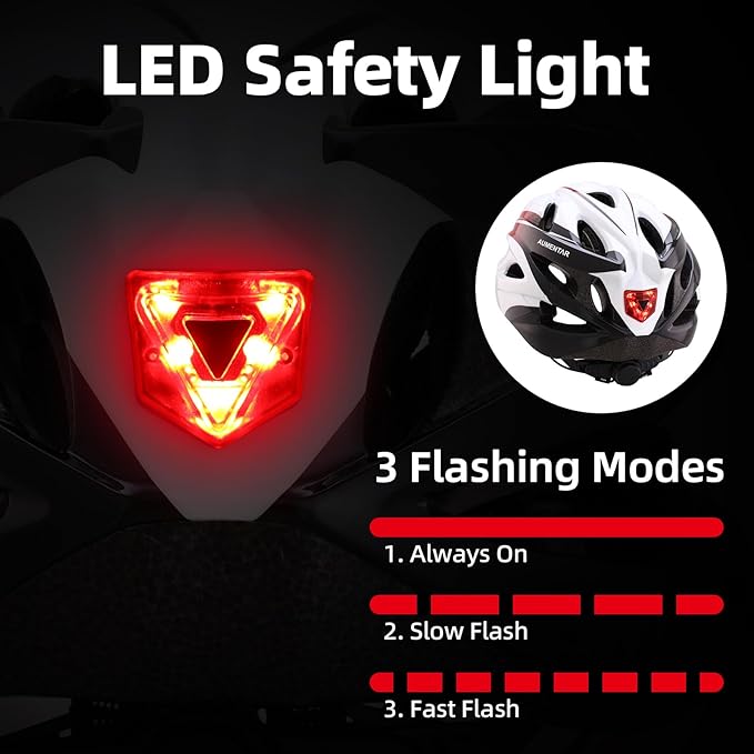 Adult Bike Helmet, Bicycle Helmet with Rear LED Light & Detachable Magnetic Goggles,Cycling Helmet Adjustable for Men Women Mountain & Road