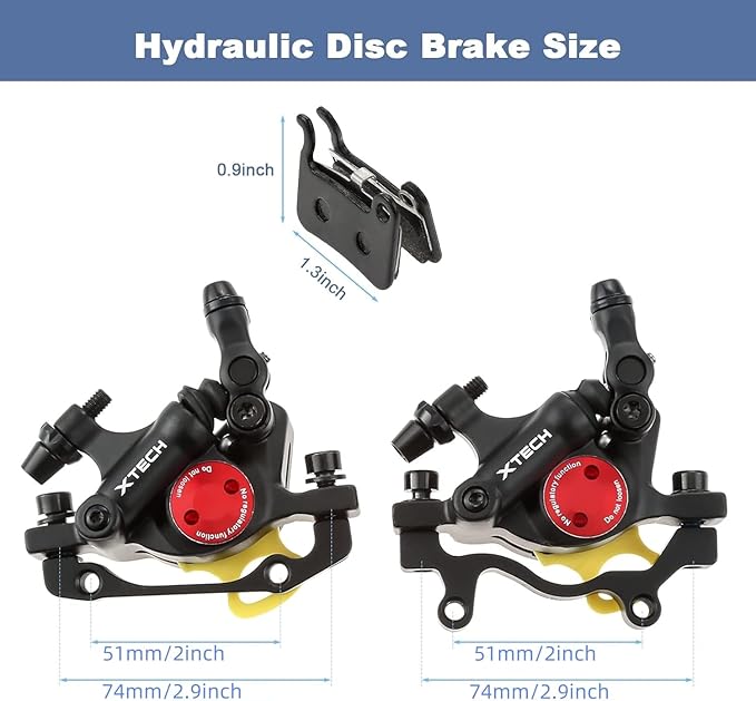 HB-100 Line Pulling Hydraulic Disc Brake Calipers, Mechanical Disc Brakes for MTB, Mountain Bike, E-Bike and Electric Bike 2PCS Front/Rear Black