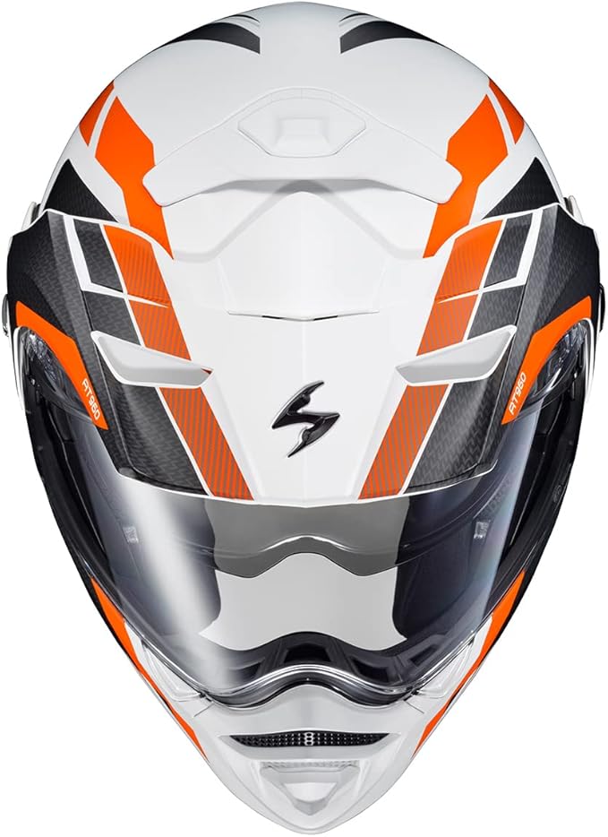 ScorpionEXO AT960 Modular Adventure Street Motorcycle Helmet with Bluetooth Ready Speaker Pockets DOT ECE Approved Hicks (Orange - Medium)