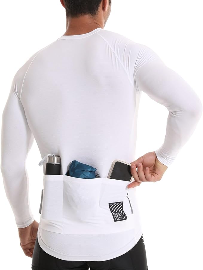 Men's Cycling Jerseys Long Sleeve Bike Biking Shirts Full Zip with Pockets Road Bicycle Clothing