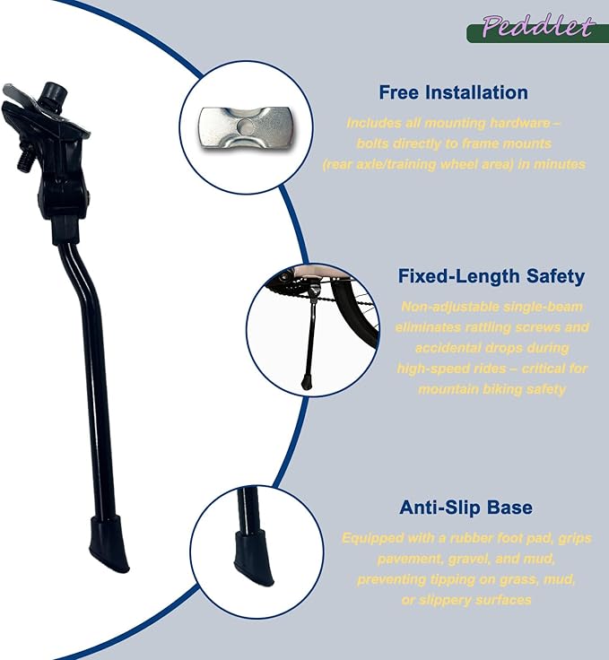 Bike Kickstand Unadjustable for Kids Bicycles Rear Kickstands Heavy-Duty Iron Bike Kick Stand for 16"-29" Wheel Girls and Boys Bike