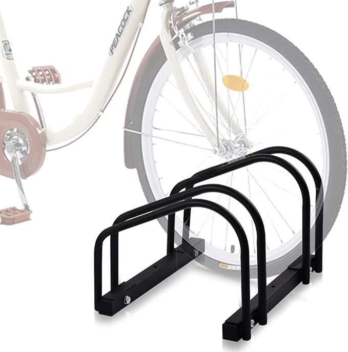 WALMANN 2 Bikes Floor Bike Stand, Bike Parking Rack Garage Bike Storage Stand Indoor/Outdoor 22-28" Wheel Stand, Max. Tire Width 2.1"