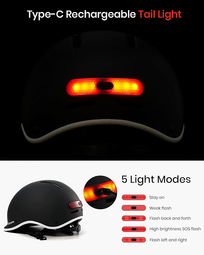 Bike Helmet for Adults with Rechargeable Rear Light, Adjustable Cycling Helmet for Men Women Youth - Safety Certified for Bicycle, Skateboard, Road Bike & Commuting