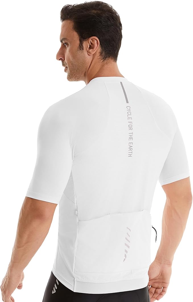 Wulibike Cycling Jersey Men Short Sleeve, Road Bike Shirts 1/4 Zipper with Pockets, Bicycle Clothing Breathable Quick Dry