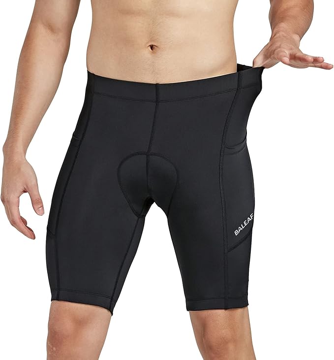 baleaf Men's Padded Bike Shorts Cycling Road Biking Riding Bicycle Cycle Wear Pockets UPF 50+ MTB Accessories Tights
