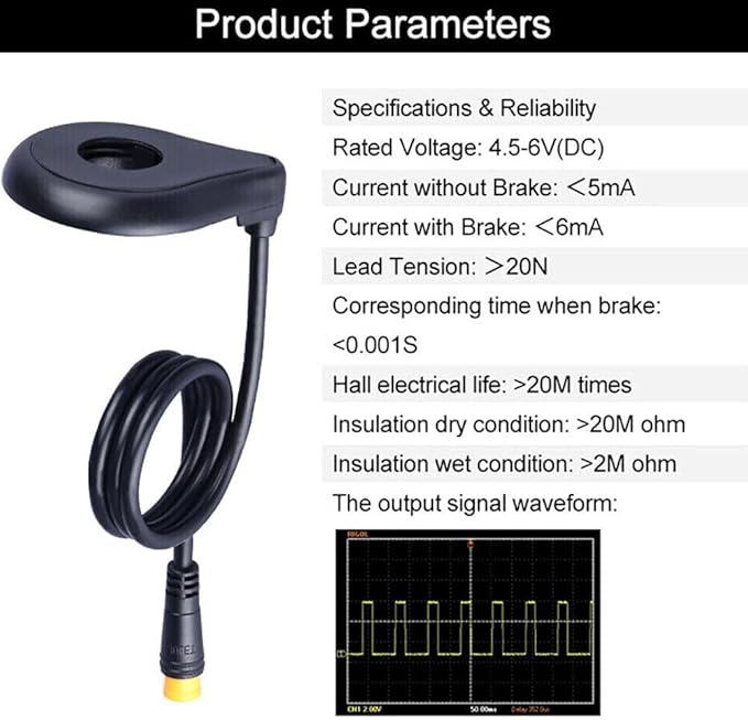 E-Bike Electric Bicycle PAS Pedal Assist Sensor 12 Magnets Left Side Double Hall Speed Sensor for Hub Motor & Electric Bike, Bike Assistant Sensor