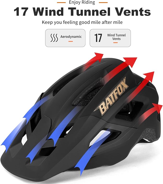 BATFOX NTA 8776 E-Bike & Mountain Bike Helmet for Adults Youth, E-MTB Cycling Helmet for Men Women (52-60CM)