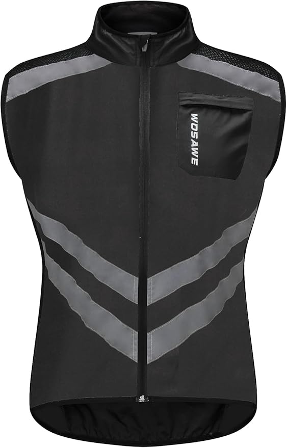WOSAWE Men's High Visibility Cycling Wind Jacket Water Resistance Reflective Windbreaker