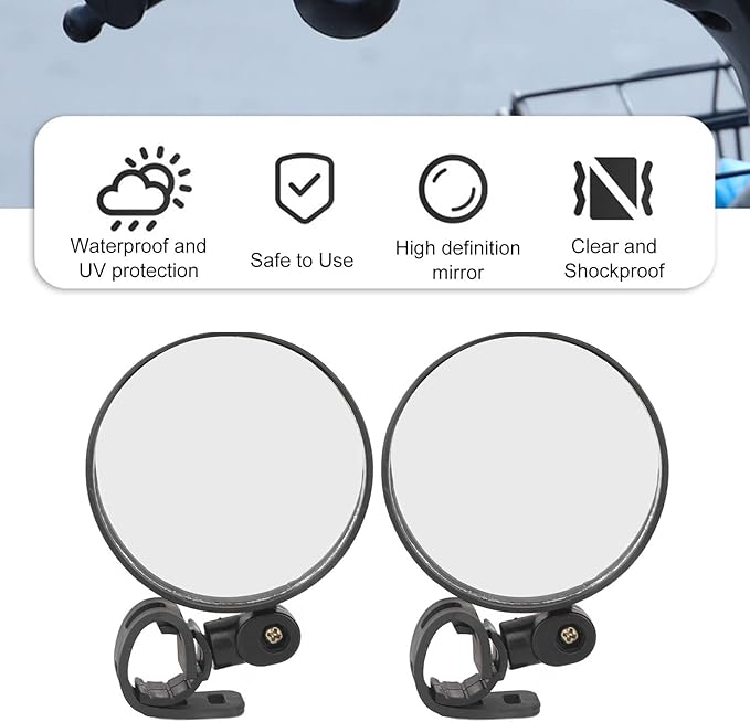 8cm Adjustable Wide Angle Round Scooter Adjustable 360 Degree Rotatable Handlebar Rearview Bicycle Mirrors,Wheelchair Bicycle Scooter Rearview Mirror Universal for Wheelchair Bicycle