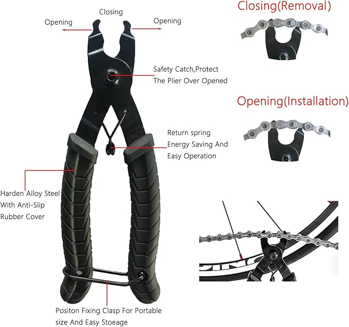 Bike Chain Breaker Tool Set, Bike Breaker Main Chain Pliers Chain Checker Wear Indicator for 1-12 Speed Road MTB Bikes