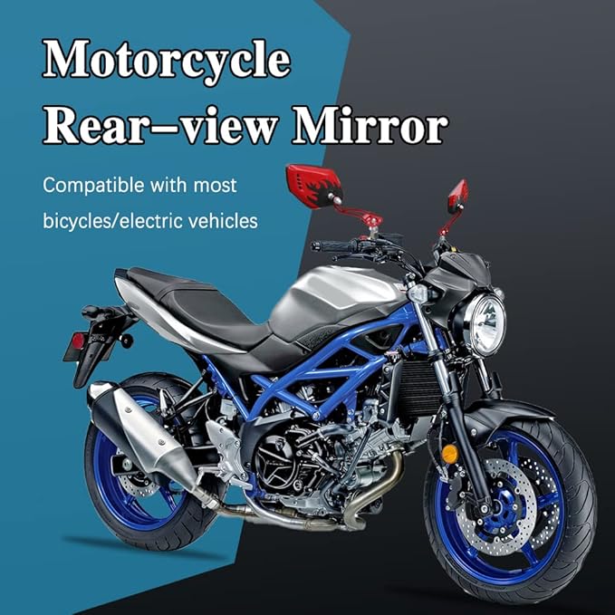 ASUBHA 2PCS Motorcycle Mirrors, Motorcycle Mirrors for Handlebar, Convex Handlebar Rear View Side Mirror with M8 M10 Bolt, Wide Angle Rear View Mirror Car Accessories for Scooter ATV UTV Dirt Bike