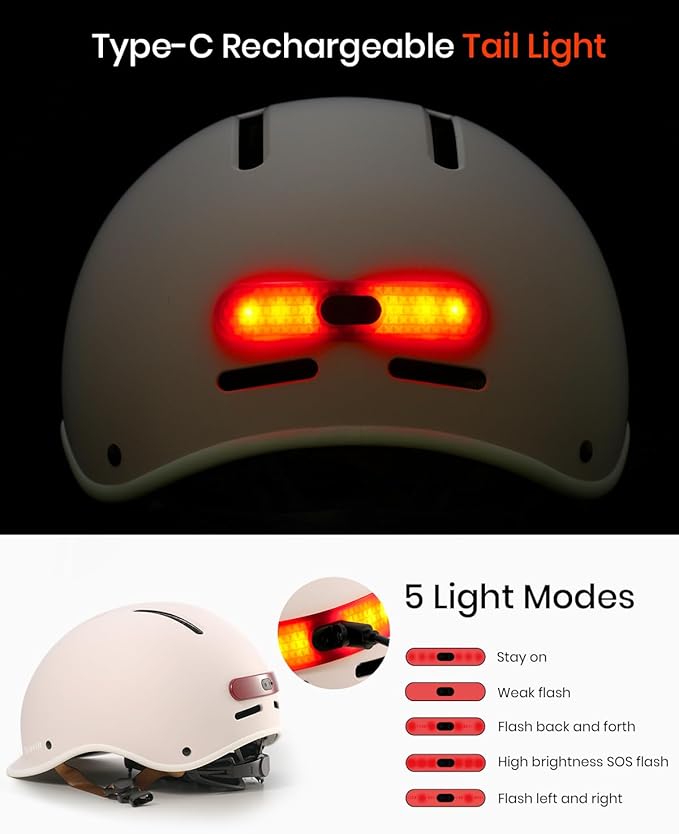 Bike Helmet for Adults with Rechargeable Rear Light, Adjustable Cycling Helmet for Men Women Youth - Safety Certified for Bicycle, Skateboard, Road Bike & Commuting