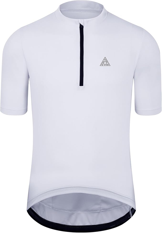 Men's Cycling Jersey Short Sleeves Bike Jersey 1/3 Zipper Solid Color Club Fit, Biking Cycling Shirt Zipper Pocket