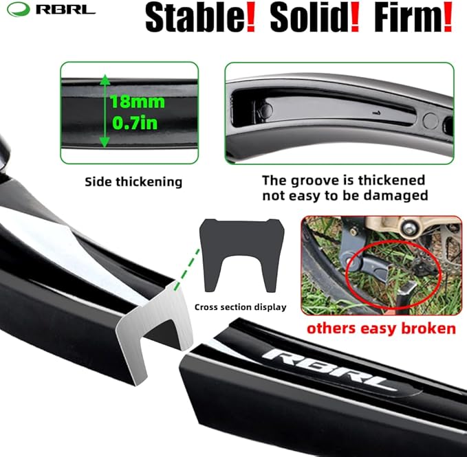 RBRL Bike Kickstand Aluminium Alloy, Bicycle Side Stand Universal for 26''-29'', Stable Bicycle Kickstand for Mountain Bike/Road Bike/MTB, Height Adjustable with Non-Slip Rubber Foot