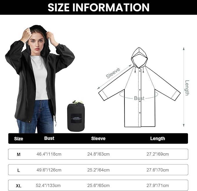 LAMA Women's Rain Jacket Lightweight Waterproof, Windbreaker Jacket with Hood Sun Protection, Packable Raincoat with Pocket