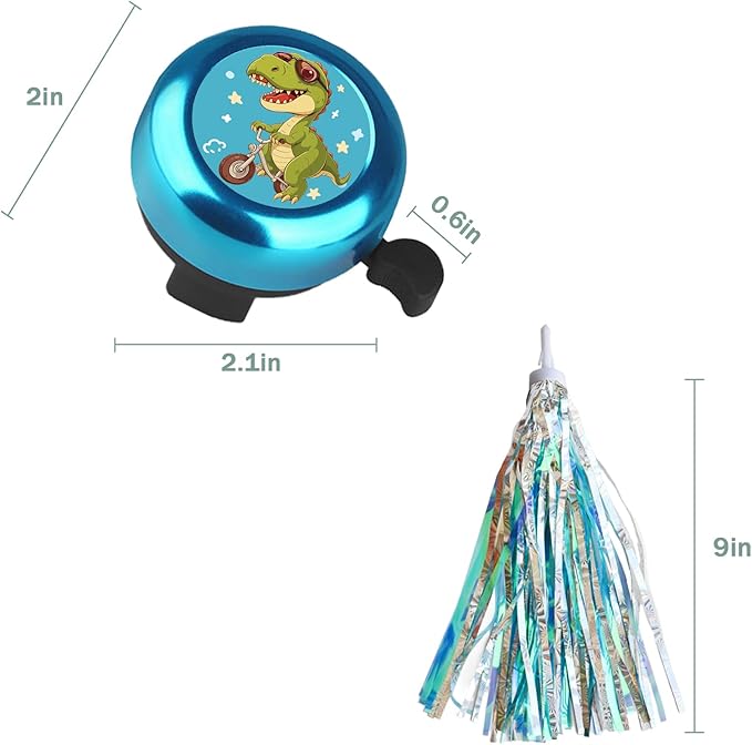 Kids Bike Bell with 2 Pcs Bike Streamers for Girls, Cute Children's Bicycle Accessories