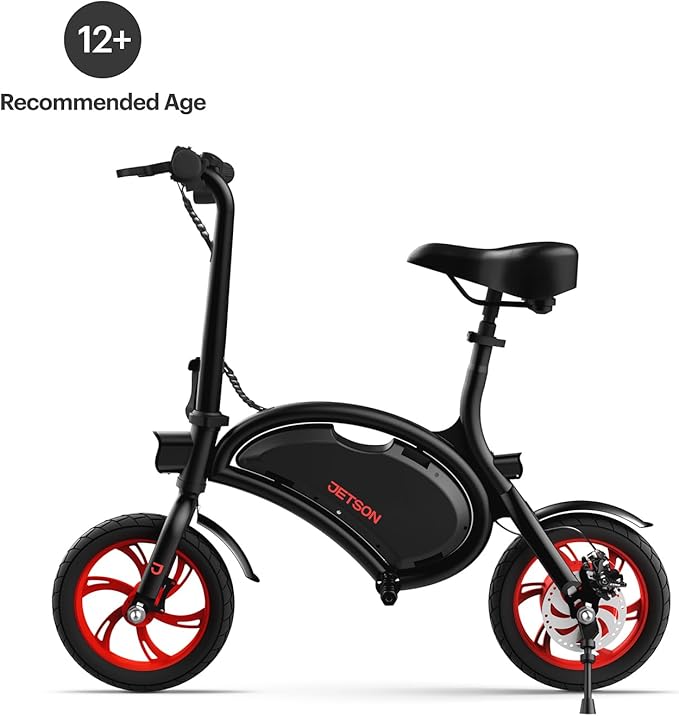 Jetson Bolt Electric Bike, Foot Pegs, Easy-Folding, Built-in Carrying Handle, Twist Throttle, Cruise Control, Up to 15.5 MPH, Range Up to 15 Miles, Ages 13+