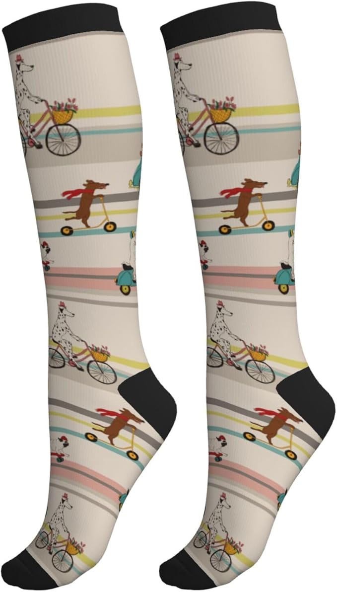 bassyil Compression Socks for Women & Men Circulation 15-20 mmHg Knee High Best Support for Nurses Travel Running Athletic