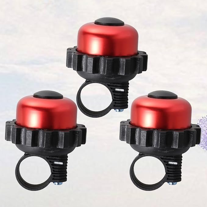 3pcs Rotating Loud Bike Bell Horn Set, Red Vintage Bicycle Bell Accessories for Mountain Biking and Road Cycling Handlebar