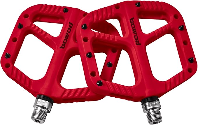 MTB Pedals Flat Mountain Bike Pedals Adult, Light and Wide Nylon Composite Bicycle Platform Pedal w Grippy Pins, 9/16" Cr-Mo Spindle 2 Bearings, Clipless Pedals for BMX Gravel Road E.Bike 9/16"