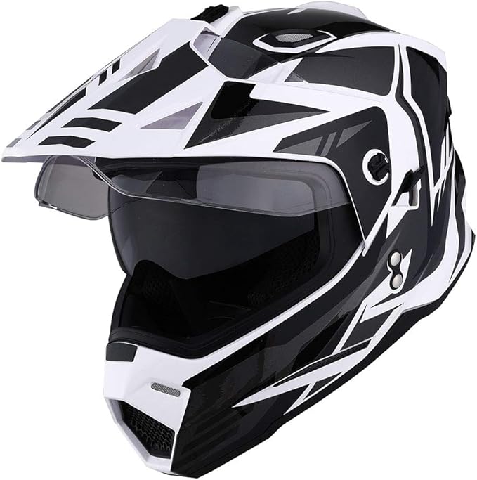 1Storm Dual Sport Motorcycle Motocross Off Road Full Face Helmet Dual Visor: HF802