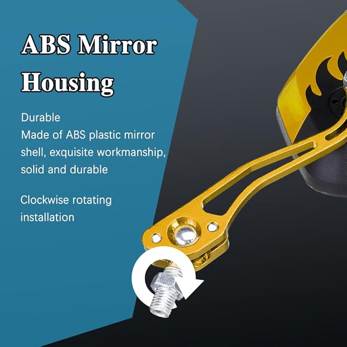 ASUBHA 2PCS Motorcycle Mirrors, Scooter Mirrors, 360°Adjustable Motorcycle Side Mirror with 8mm & 10mm Bolt, Motorbike Handlebar Wide Angle Rear View Accessories Universal for ATV UTV Dirt Bike