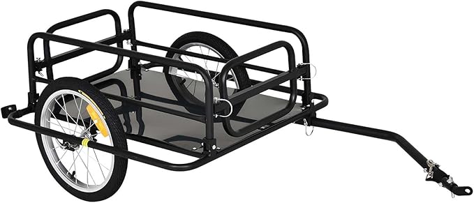 Bike Cargo Trailer, 110 lbs Load Capacity, Heavy-Duty Bicycle Wagon Cart w/16 Wheels, Foldable Compact Storage with Universal Hitch, Fits 20” - 26” Bicycle Wheels