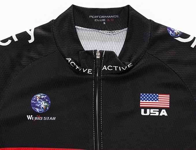 Weimostar Men's USA Cycling Jersey Short Sleeve Biking Shirts Breathable with Pockets