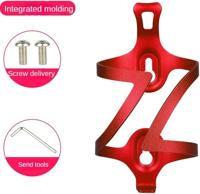 Alloy Aluminum Lightweight Bike Water Bottle Cage Water Bottle Holder for Road Bikes Easy to Install (Red)