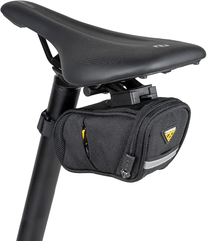 Topeak Aero Wedge Pack DX Small – 0.5 L Expanding Under‑Saddle Bag with QuickClick F25 Mount, Reflective Strip & Side Tool Pockets