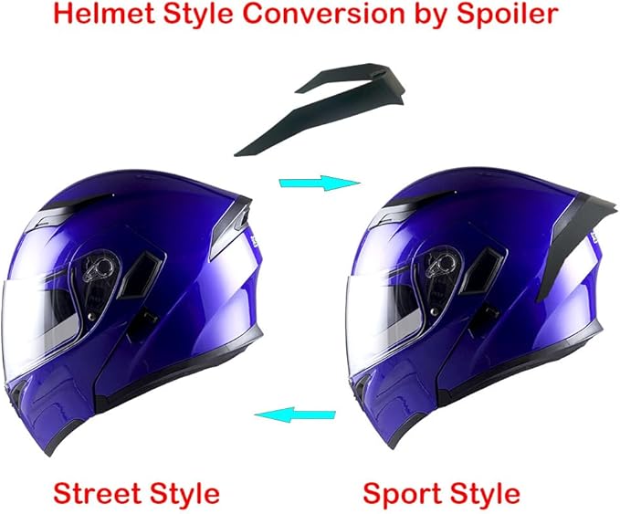 1Storm Motorcycle Modular Full Face Helmet Flip up Dual Visor Sun Shield: HB89 Glossy Blue