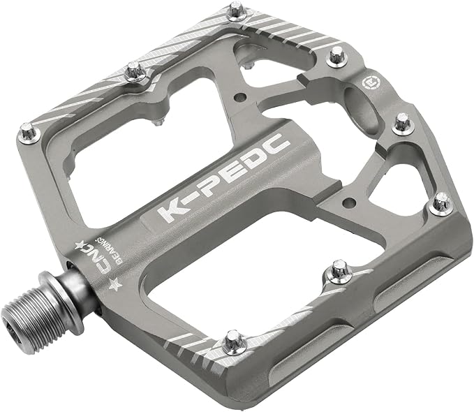 Bike Pedal Aluminum Alloy 9/16" Bike Pedal MTB Wide Platform Flat Non-Slip Bicycle Pedals with 3 Bearings for Mountain Bikes, Road, BMX