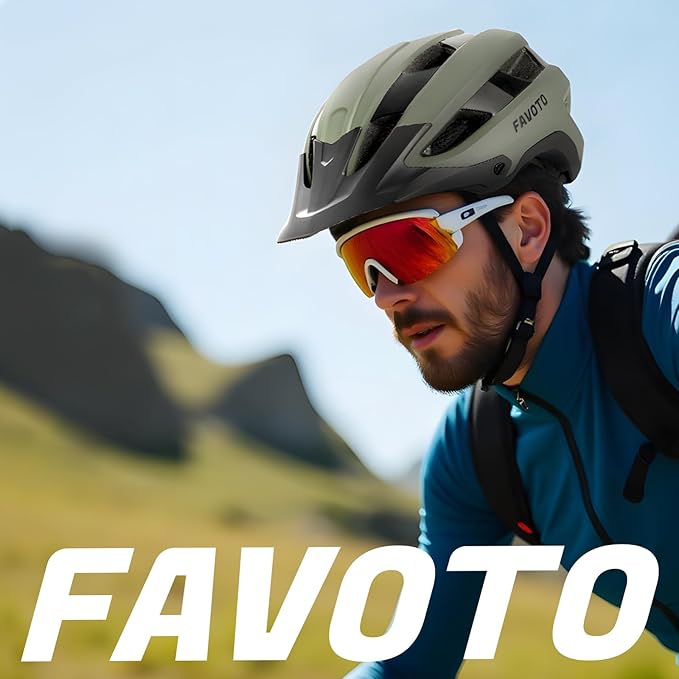 Favoto Mountain Bike Helmet Adult - Lightweight CPSC Certified with Reinforced Spine and Detachable Visor, MTB Road Bicycle Helmet, Adjustable 59-61cm Men Women