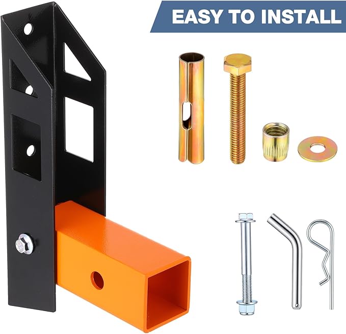 Hitch Wall Mount 2" Receiver Bike and Cargo Rack Storage Foldable Garage Organizer Holds up to 350 Lbs, Compatible with Trailer Hitch Bicycle, Ski Racks