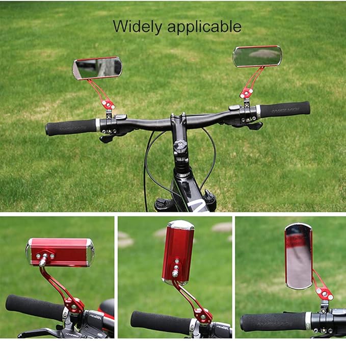 Bike Mirrors Handlebar Rearview Mirror, Bicycle Mirrors for Handlebars 2 pack, Bike Mirrors for Handlebar for Electric Bike, Mountain Bike, and Fixed Gear Bike (Red)