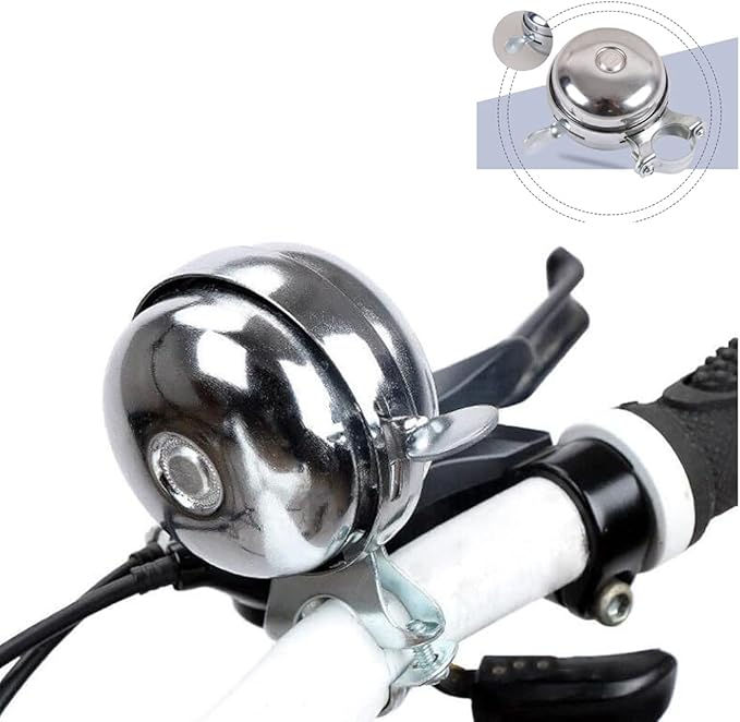 Cool Chrome Rotary Double-Sided Metal Classic Vintage Bike Bell Road Mountain Tricycle Retro Bicycle Handlebar Bell Safety Cycling Loud Ring Accessories Horn Crisp Clear Sound Alarm