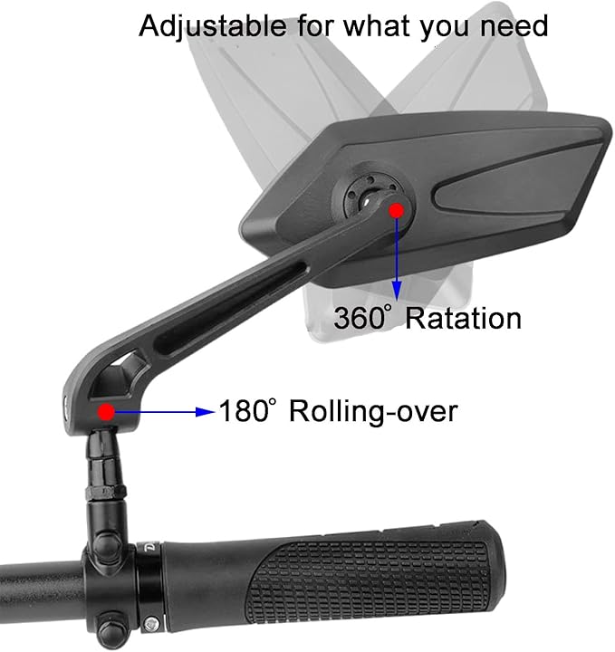 Bike Mirror, Bicycle Mirrors of Handlebars Rotate Rearview Glass Lens, Safe Cycling Bike Rear View Mirror (Diamond)