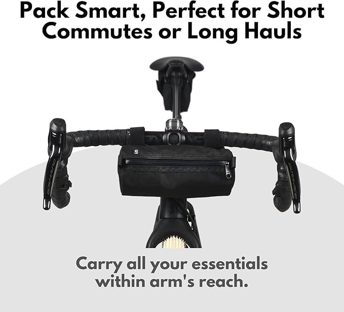 SpeedSleev Diego Small Handlebar Bag – Bike Bag for Road, Gravel & Commuter Cycling – Secure Velcro Mount – Ballistic Nylon – Black