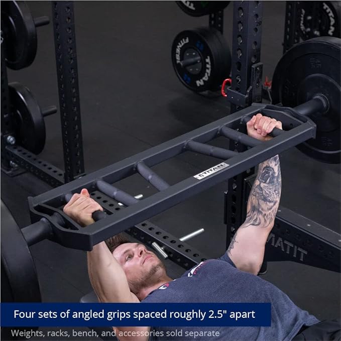 Titan Fitness Hybrid Multi-Grip Olympic Barbell V3, Rated 1,900 LB, Rackable Swiss/Football Bar