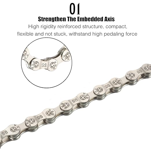 Bike Chain 1/2" x 11/128" 116 Links 9 Speed Bicycle Chain,Bike Chains MTN BTX MTB Mountain Bike Road,9-Speed Chain